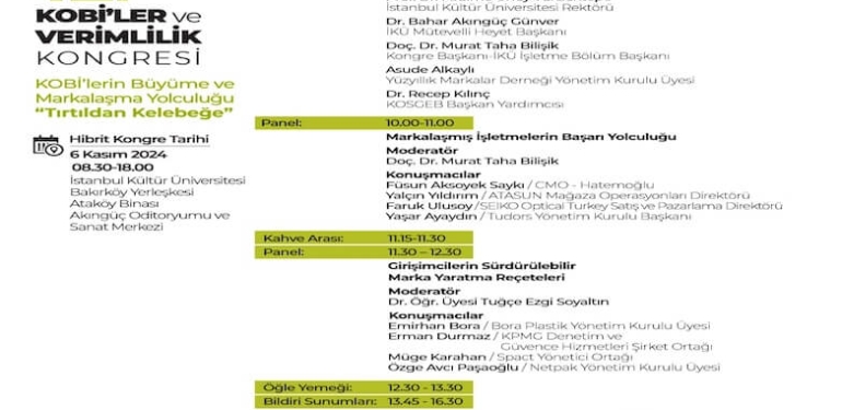 KOBİ’ler ve Verimlilik Kongresi 6 Kasım’da İKÜ’de!